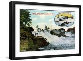 Maine - View of Indian Head, the Old Man, Falls between Lewiston and Auburn-Lantern Press-Framed Art Print
