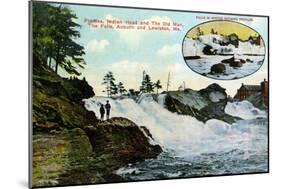 Maine - View of Indian Head, the Old Man, Falls between Lewiston and Auburn-Lantern Press-Mounted Art Print