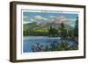 Maine - View of Mount Katahdin and Daicey Pond-Lantern Press-Framed Art Print