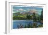 Maine - View of Mount Katahdin and Daicey Pond-Lantern Press-Framed Art Print