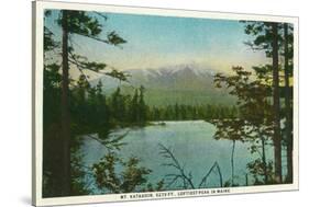 Maine - View of Mount Katahdin, Loftiest Peak in Maine-Lantern Press-Stretched Canvas