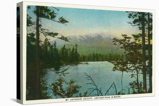 Maine - View of Mount Katahdin, Loftiest Peak in Maine-Lantern Press-Stretched Canvas