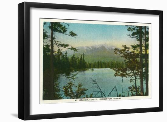 Maine - View of Mount Katahdin, Loftiest Peak in Maine-Lantern Press-Framed Art Print