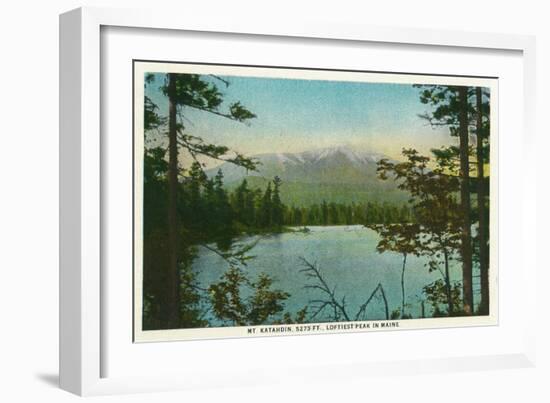 Maine - View of Mount Katahdin, Loftiest Peak in Maine-Lantern Press-Framed Art Print