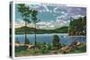 Maine - View of Squaw Mountain and Moosehead Lake-Lantern Press-Stretched Canvas