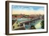 Maine - View of the North Bridge Connecting Lewiston and Auburn-Lantern Press-Framed Art Print