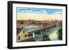 Maine - View of the North Bridge Connecting Lewiston and Auburn-Lantern Press-Framed Art Print