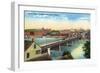 Maine - View of the North Bridge Connecting Lewiston and Auburn-Lantern Press-Framed Art Print