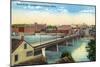 Maine - View of the North Bridge Connecting Lewiston and Auburn-Lantern Press-Mounted Art Print