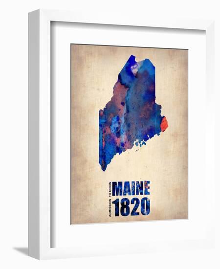 Maine Watercolor Map-NaxArt-Framed Art Print