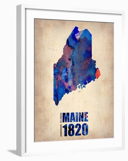 Maine Watercolor Map-NaxArt-Framed Art Print