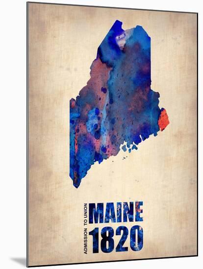 Maine Watercolor Map-NaxArt-Mounted Art Print