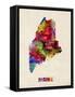 Maine Watercolor Map-Michael Tompsett-Framed Stretched Canvas