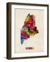 Maine Watercolor Map-Michael Tompsett-Framed Art Print