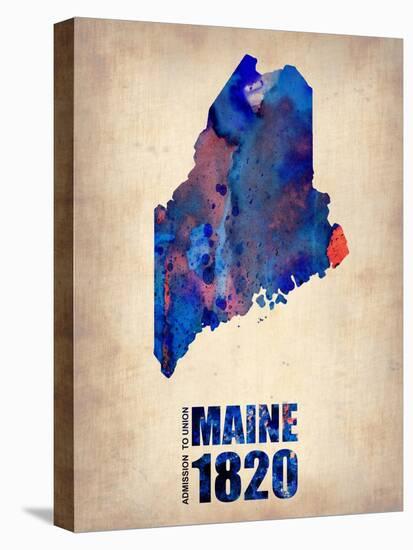 Maine Watercolor Map-NaxArt-Stretched Canvas
