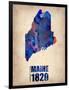 Maine Watercolor Map-NaxArt-Framed Art Print