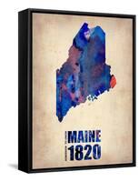 Maine Watercolor Map-NaxArt-Framed Stretched Canvas