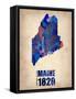 Maine Watercolor Map-NaxArt-Framed Stretched Canvas