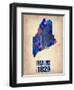 Maine Watercolor Map-NaxArt-Framed Art Print