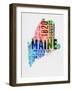 Maine Watercolor Word Cloud-NaxArt-Framed Art Print