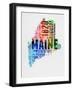 Maine Watercolor Word Cloud-NaxArt-Framed Art Print