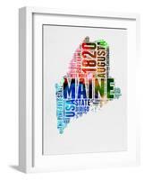Maine Watercolor Word Cloud-NaxArt-Framed Art Print