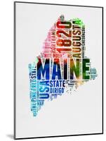 Maine Watercolor Word Cloud-NaxArt-Mounted Art Print