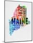 Maine Watercolor Word Cloud-NaxArt-Mounted Art Print