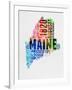 Maine Watercolor Word Cloud-NaxArt-Framed Art Print