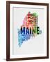 Maine Watercolor Word Cloud-NaxArt-Framed Art Print