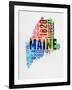 Maine Watercolor Word Cloud-NaxArt-Framed Art Print