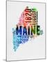 Maine Watercolor Word Cloud-NaxArt-Mounted Art Print