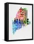 Maine Watercolor Word Cloud-NaxArt-Framed Stretched Canvas