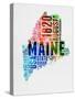 Maine Watercolor Word Cloud-NaxArt-Stretched Canvas