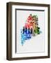 Maine Watercolor Word Cloud-NaxArt-Framed Premium Giclee Print