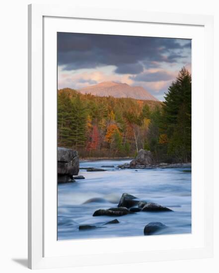 Maine, West Branch of the Penobscot River and Mount Katahdin in Baxter State Park, USA-Alan Copson-Framed Premium Photographic Print