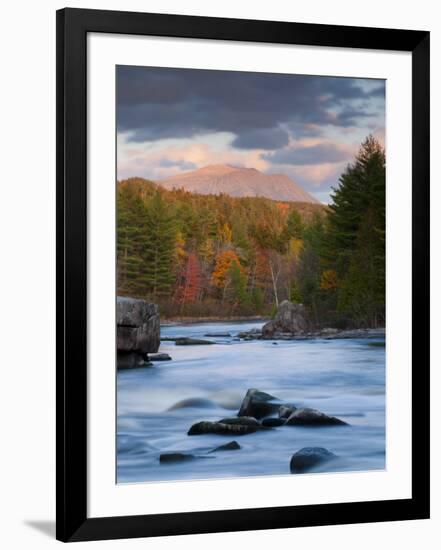 Maine, West Branch of the Penobscot River and Mount Katahdin in Baxter State Park, USA-Alan Copson-Framed Premium Photographic Print