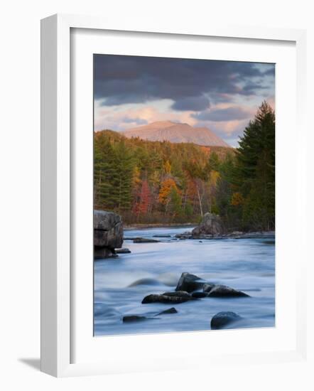 Maine, West Branch of the Penobscot River and Mount Katahdin in Baxter State Park, USA-Alan Copson-Framed Photographic Print