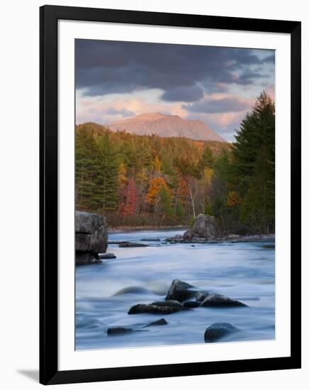 Maine, West Branch of the Penobscot River and Mount Katahdin in Baxter State Park, USA-Alan Copson-Framed Photographic Print