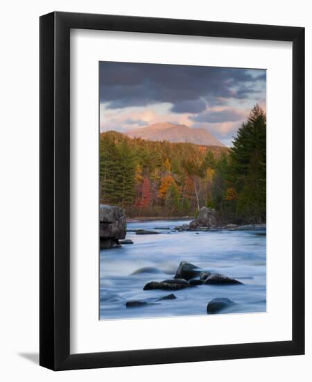 Maine, West Branch of the Penobscot River and Mount Katahdin in Baxter State Park, USA-Alan Copson-Framed Photographic Print