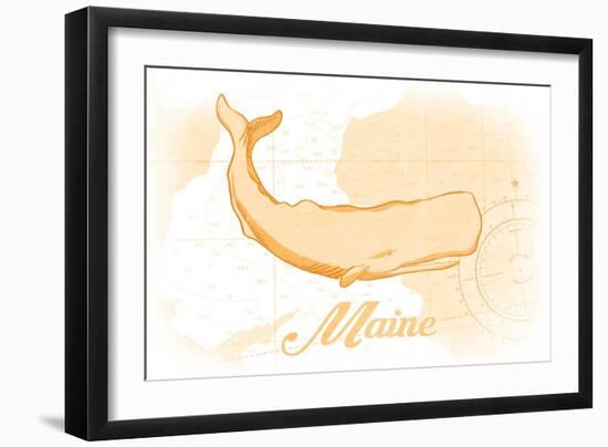 Maine - Whale - Yellow - Coastal Icon-Lantern Press-Framed Art Print