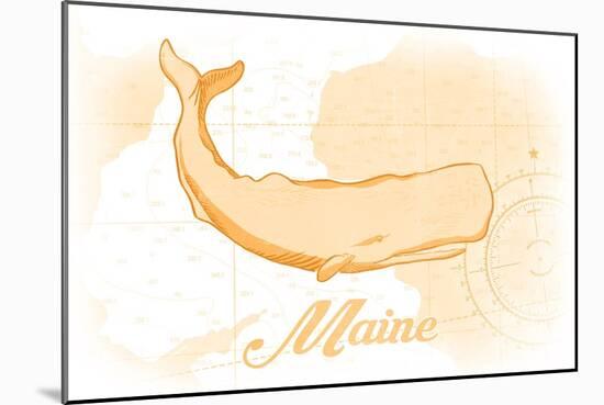 Maine - Whale - Yellow - Coastal Icon-Lantern Press-Mounted Art Print