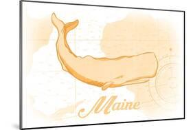 Maine - Whale - Yellow - Coastal Icon-Lantern Press-Mounted Art Print