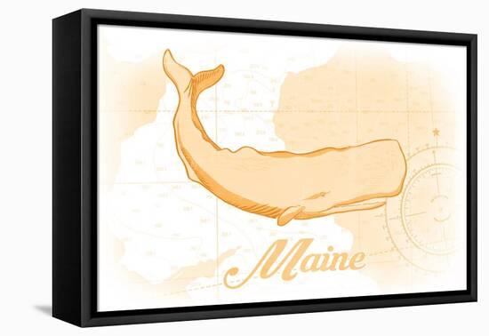 Maine - Whale - Yellow - Coastal Icon-Lantern Press-Framed Stretched Canvas
