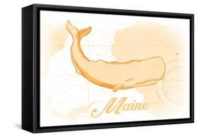 Maine - Whale - Yellow - Coastal Icon-Lantern Press-Framed Stretched Canvas