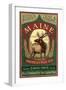 Maine - White Tailed Deer Ale Vintage Sign-Lantern Press-Framed Art Print