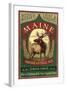 Maine - White Tailed Deer Ale Vintage Sign-Lantern Press-Framed Art Print