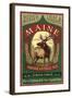 Maine - White Tailed Deer Ale Vintage Sign-Lantern Press-Framed Art Print