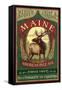 Maine - White Tailed Deer Ale Vintage Sign-Lantern Press-Framed Stretched Canvas