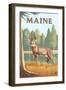 Maine - White Tailed Deer-Lantern Press-Framed Art Print